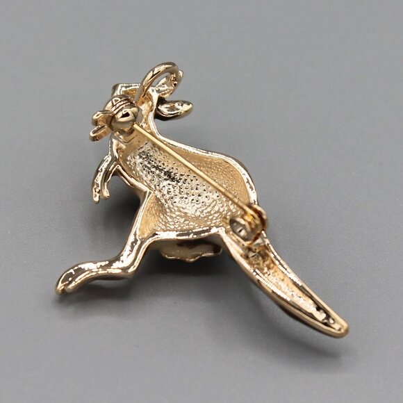 Jewelry pin brooch kangaroo animal Australia brown yellow gold tone fashion new - Picture 5 of 6